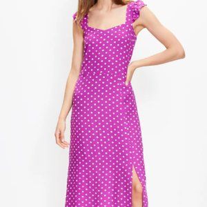 Loft Dotted Ruffle Strap Pocket Midi Dress  Size 8